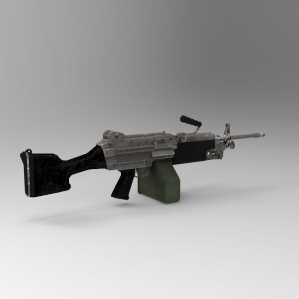 M249-军事-枪炮-VR/AR模型-3D城