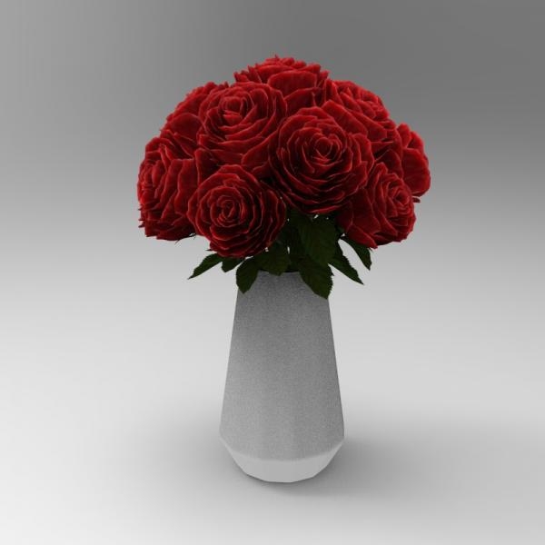 红色玫瑰花-动植物-VR/AR模型-3D城